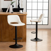 Adjustable Swivel Bar Stools 2pcs Faux Leather Counter Height White - Kwikley
