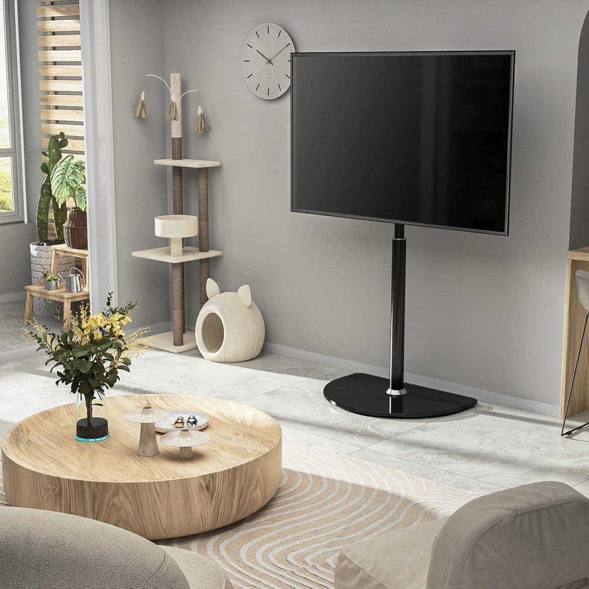 Adjustable Swivel Floor TV Stand for 32-65" Screens, Cable Management - Kwikley