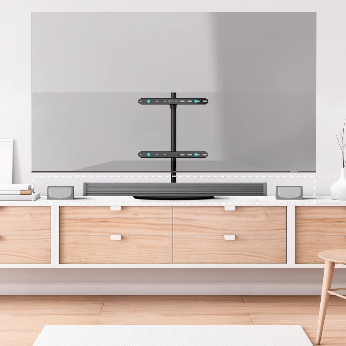 Adjustable Swivel TV Stand for 32-65" TVs, Glass Top, 35kg Load Capacity - Kwikley