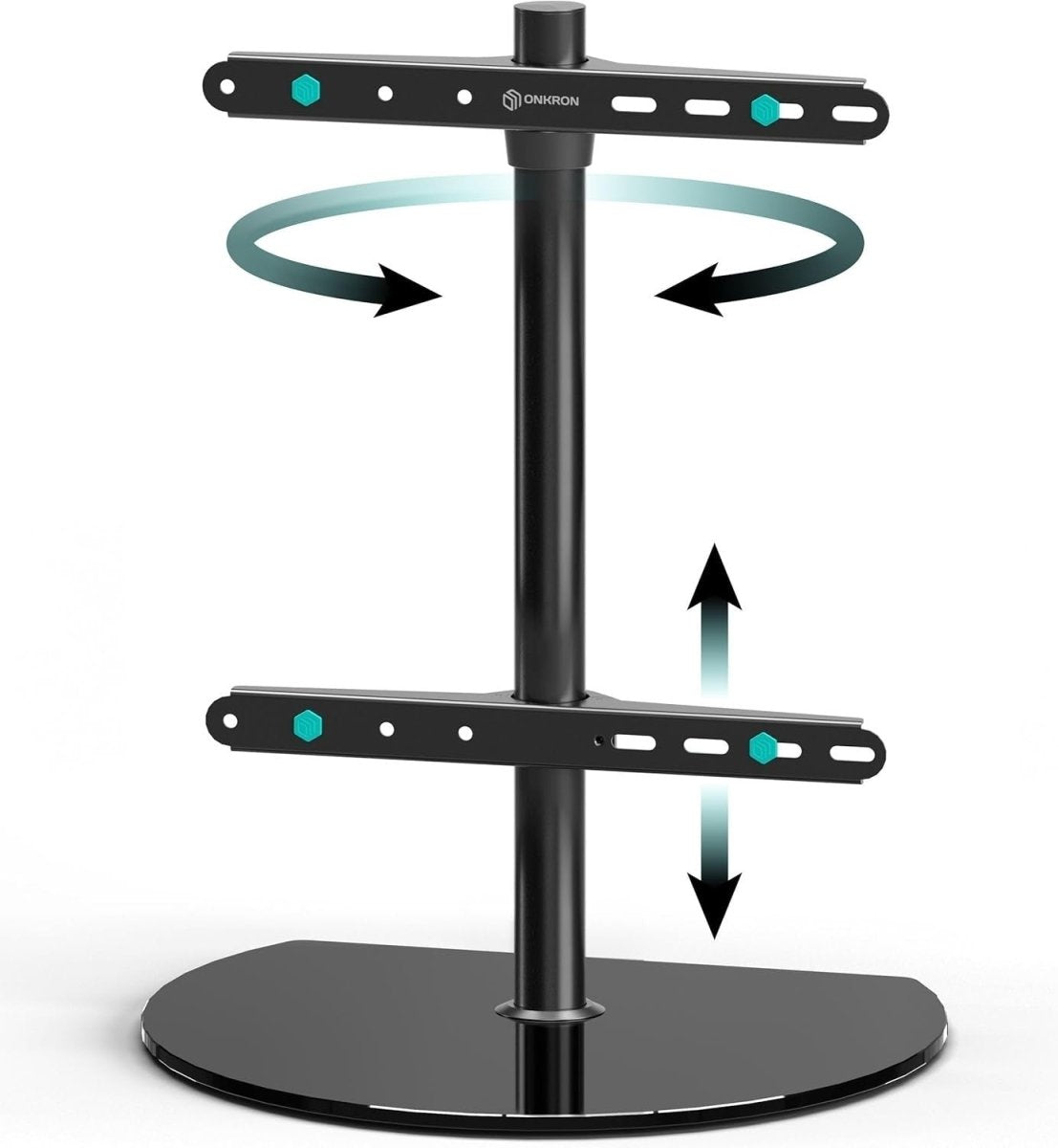 Adjustable Swivel TV Stand for 32-65" TVs, Glass Top, 35kg Load Capacity - Kwikley