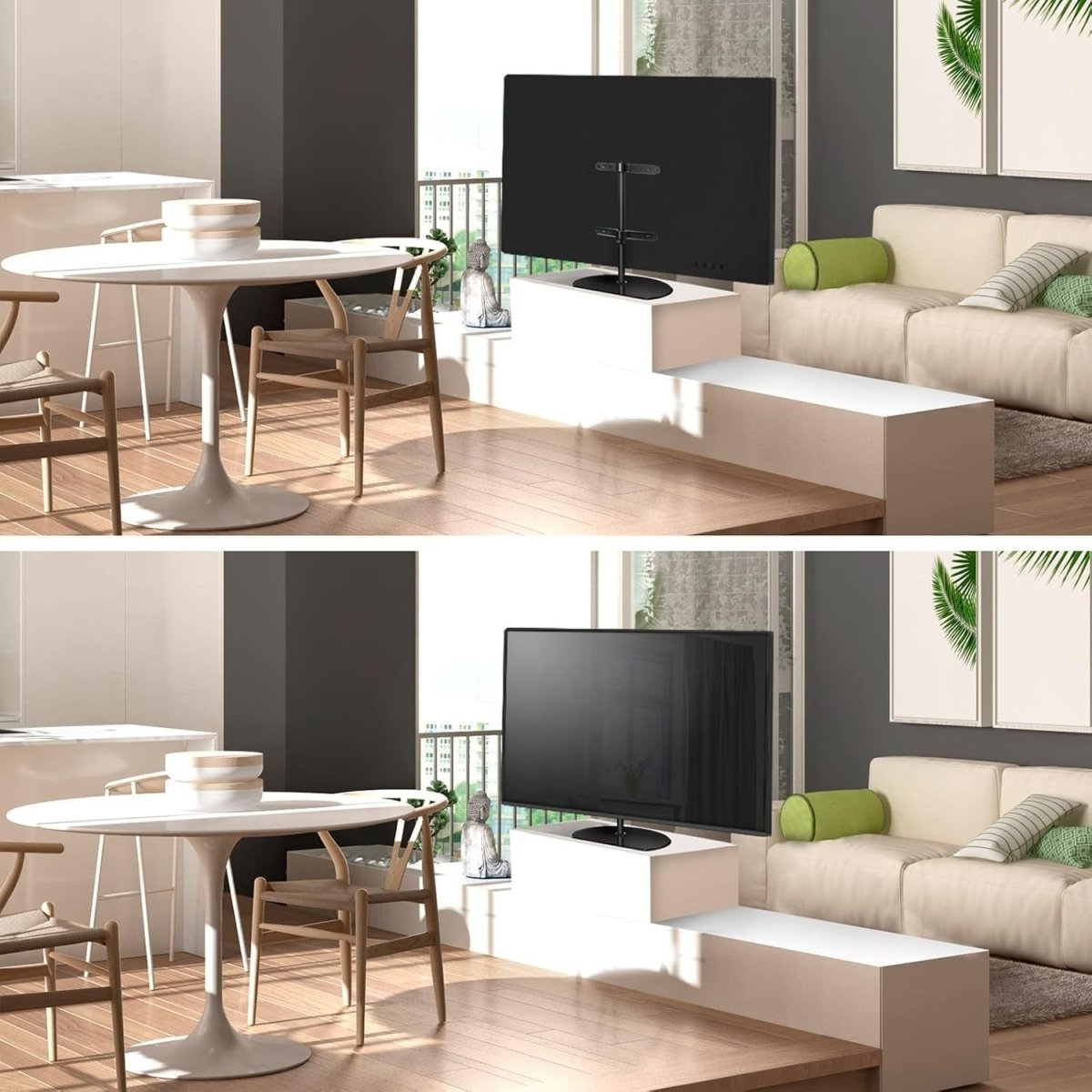 Adjustable Swivel TV Stand for 32-65" TVs, Glass Top, 35kg Load Capacity - Kwikley
