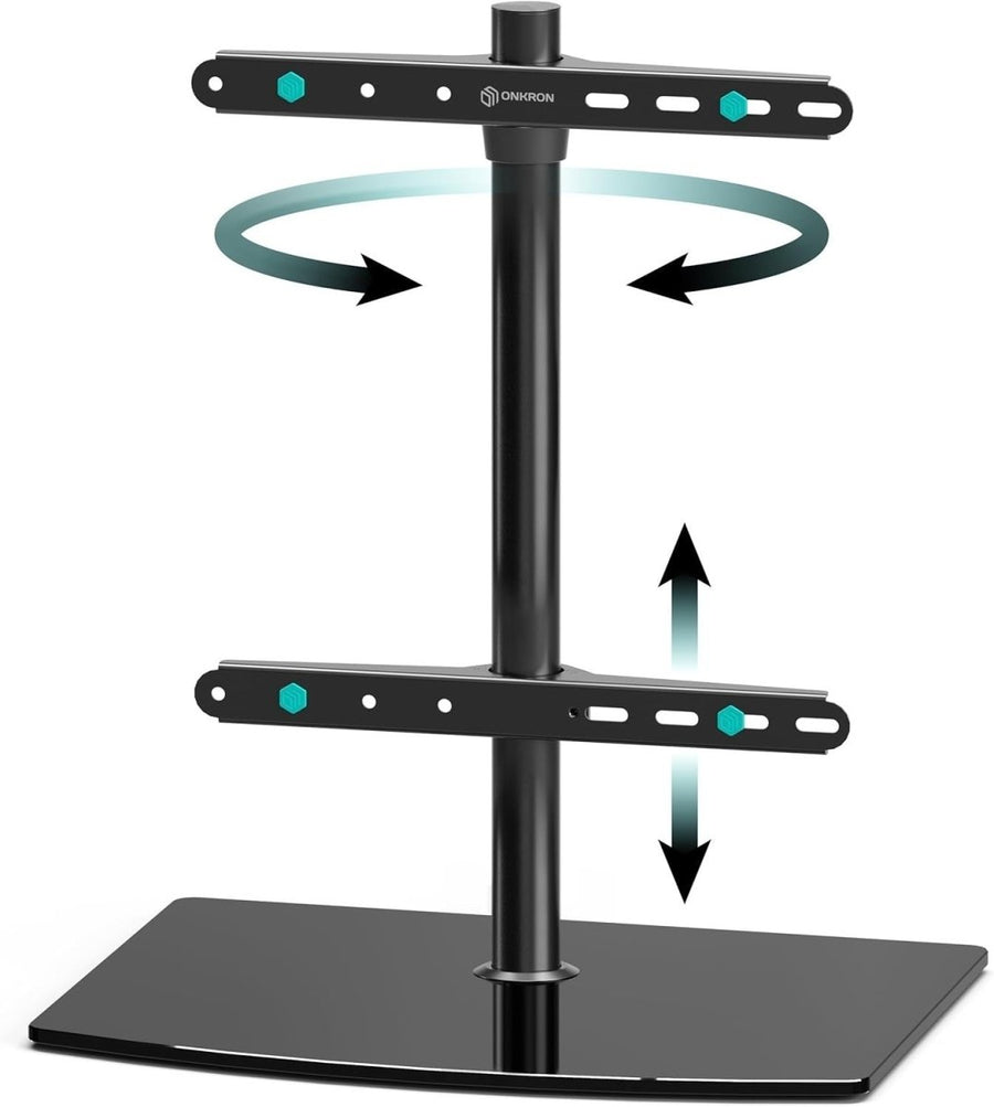 Adjustable Swivel TV Stand for 32 - 75" Screens, Glass Base, 40kg Load - Kwikley