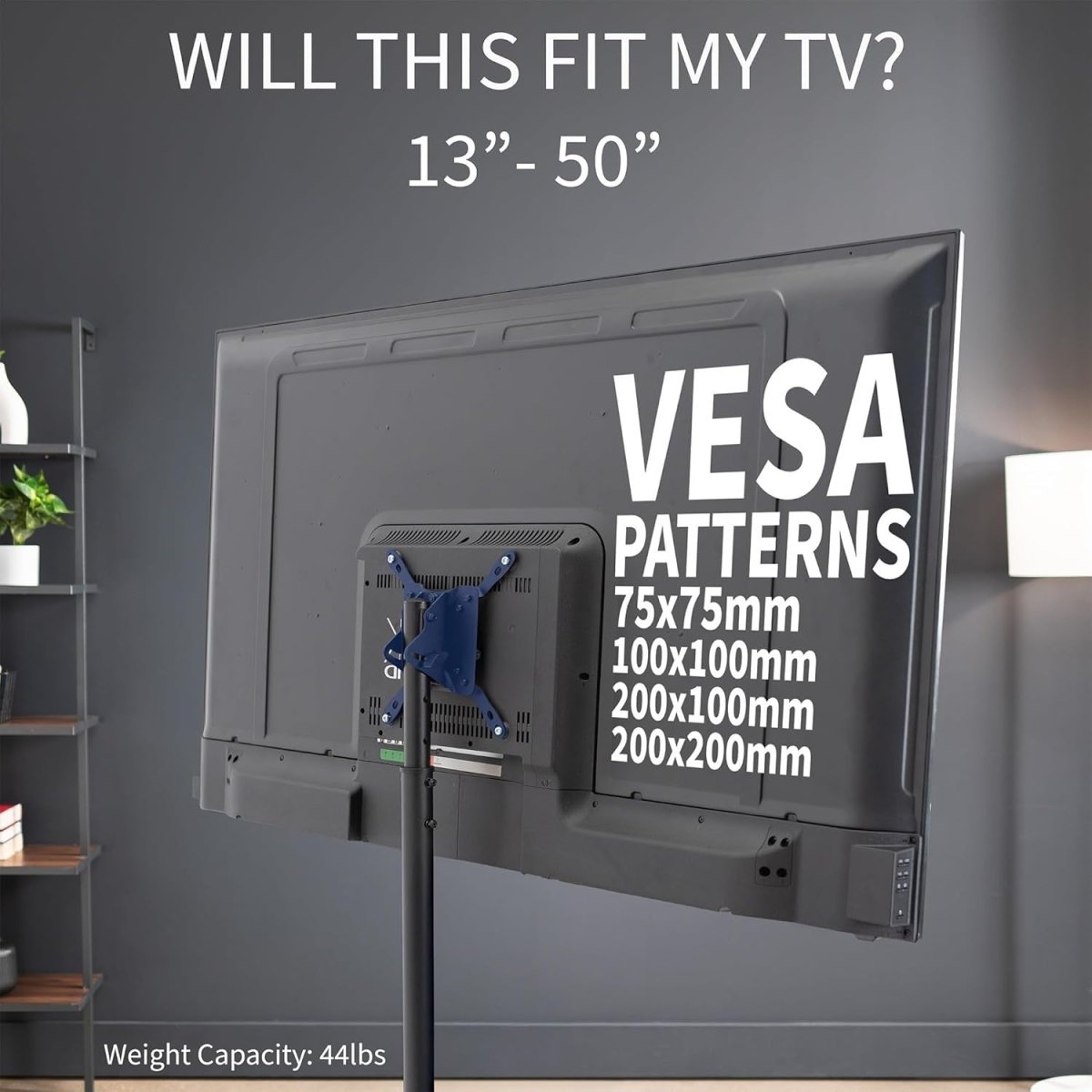 Adjustable TV Floor Stand 13–50” Tilt Mount Display Bracket Stable Base - Kwikley