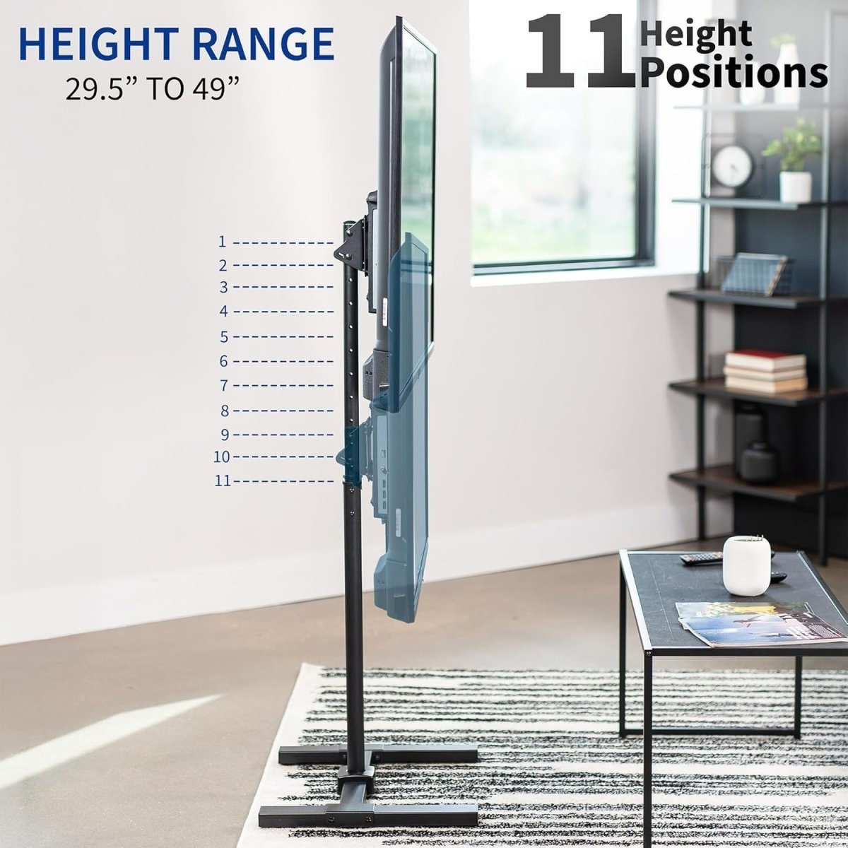 Adjustable TV Floor Stand 13–50” Tilt Mount Display Bracket Stable Base - Kwikley