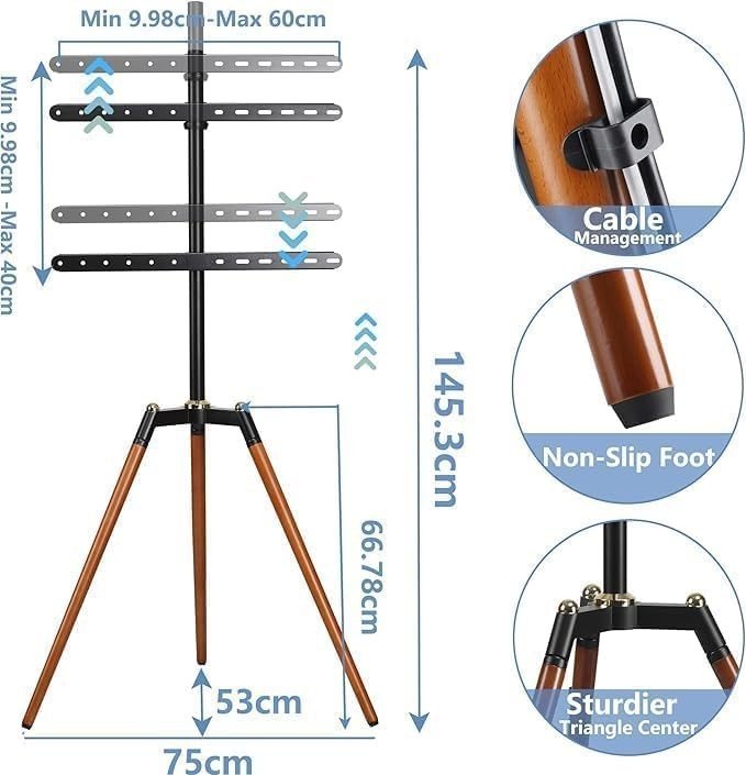 Adjustable TV Stand for 45-65" LED LCD Screens | 140° Swivel, Floor Mount - Kwikley