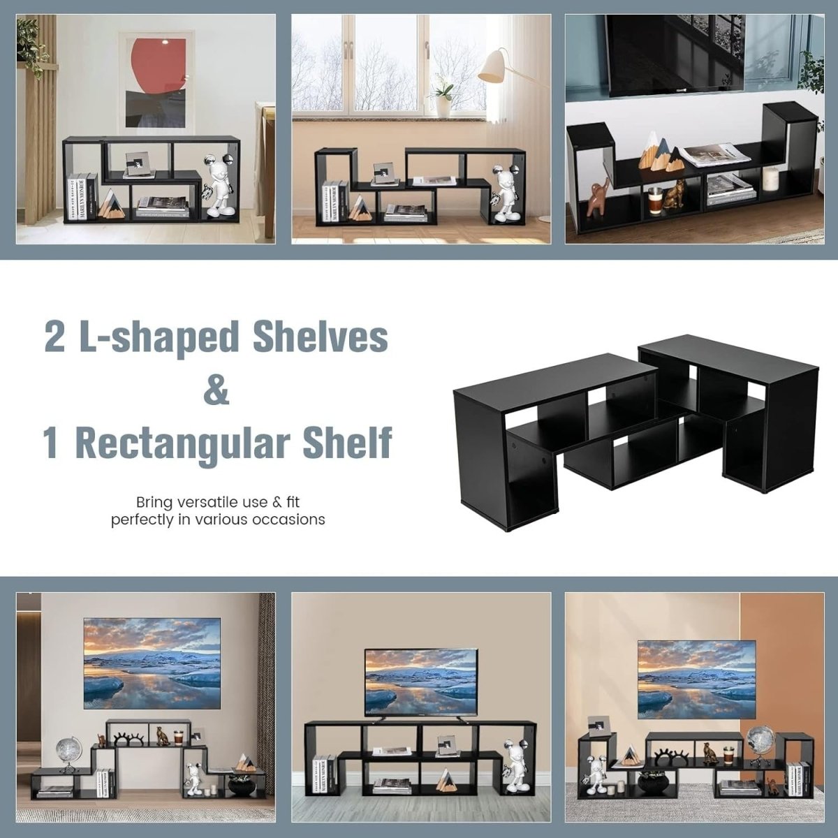 Adjustable TV Stand up to 65" | Modular Media Storage Shelf | Living Room - Kwikley