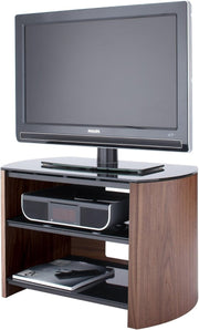 Adjustable Walnut TV Stand with Glass Shelves | Cable Management | 75cm Wide - Kwikley