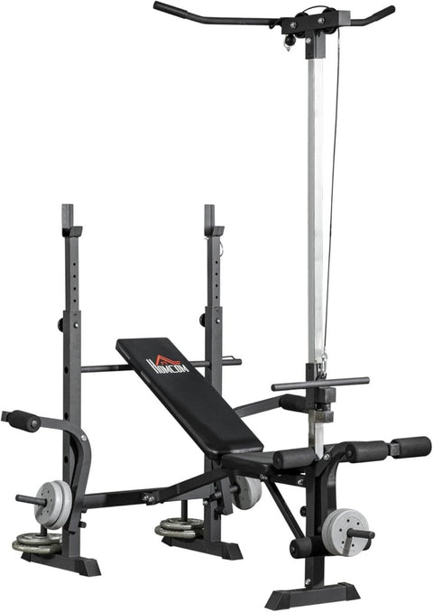 Adjustable Weight Bench Home Gym Set Squat Rack Pulley System