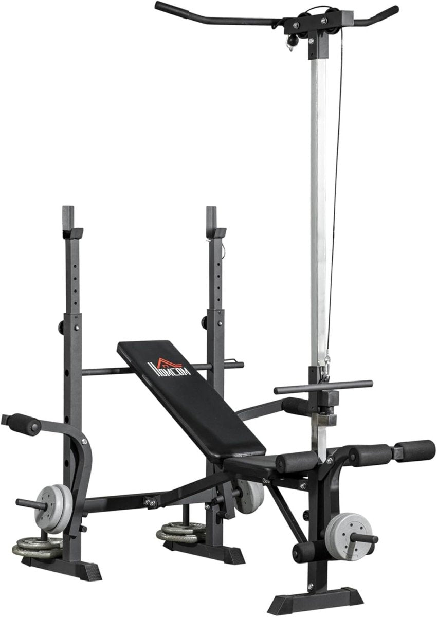 Adjustable Weight Bench Home Gym Set Squat Rack Pulley System - Kwikley