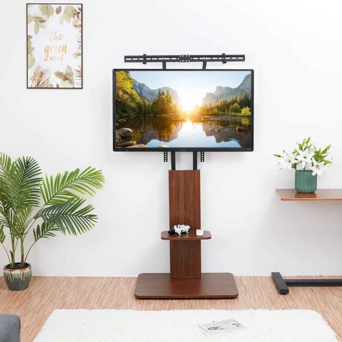 Adjustable Wood & Metal TV Floor Stand for 32 - 65" TVs with Cable Management - Kwikley