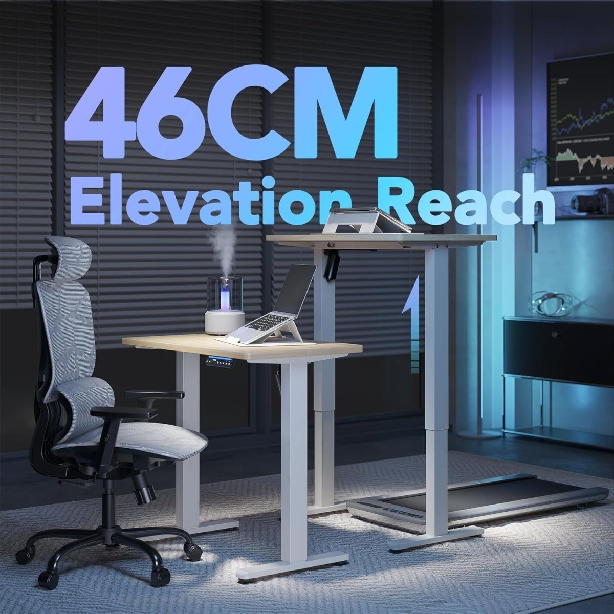 AI Electric Standing Desk Smart App Sit Stand Height Adjustable 80x48cm - Kwikley