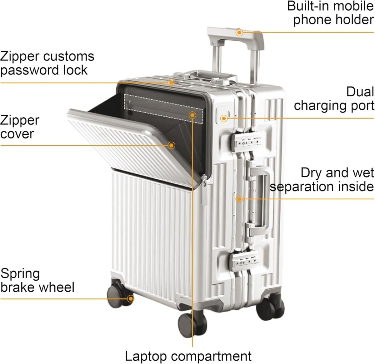 Airline Cabin Suitcase 20 Inch PC Hard Shell Aluminium Frame TSA Wheels - Kwikley