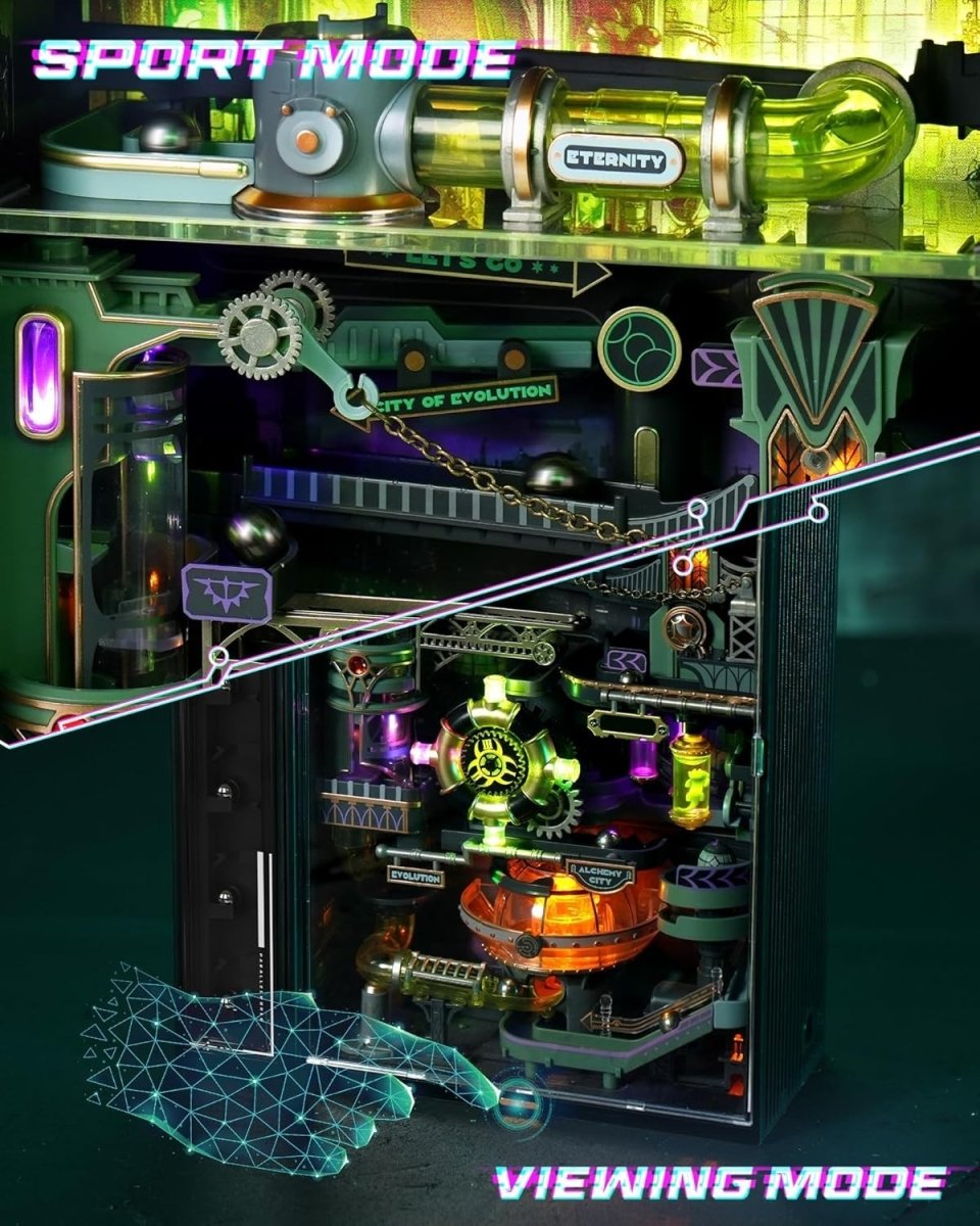 Alchemy City Marble Run 3D Puzzle LED Mechanical Model Kit Gift - Kwikley