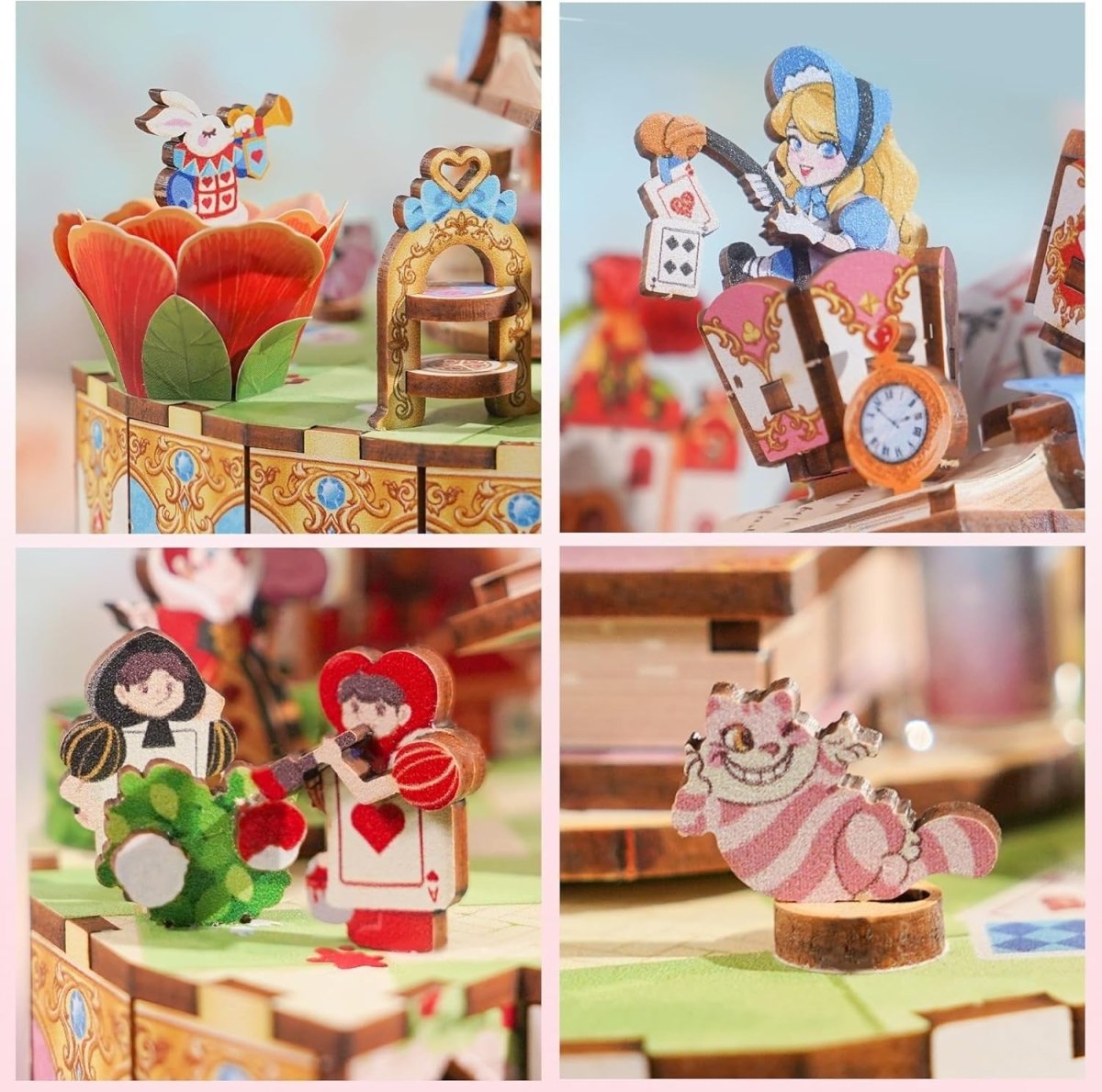 Alice Tea Party Music Box 3D Wooden Puzzle Rotating DIY Model - Kwikley