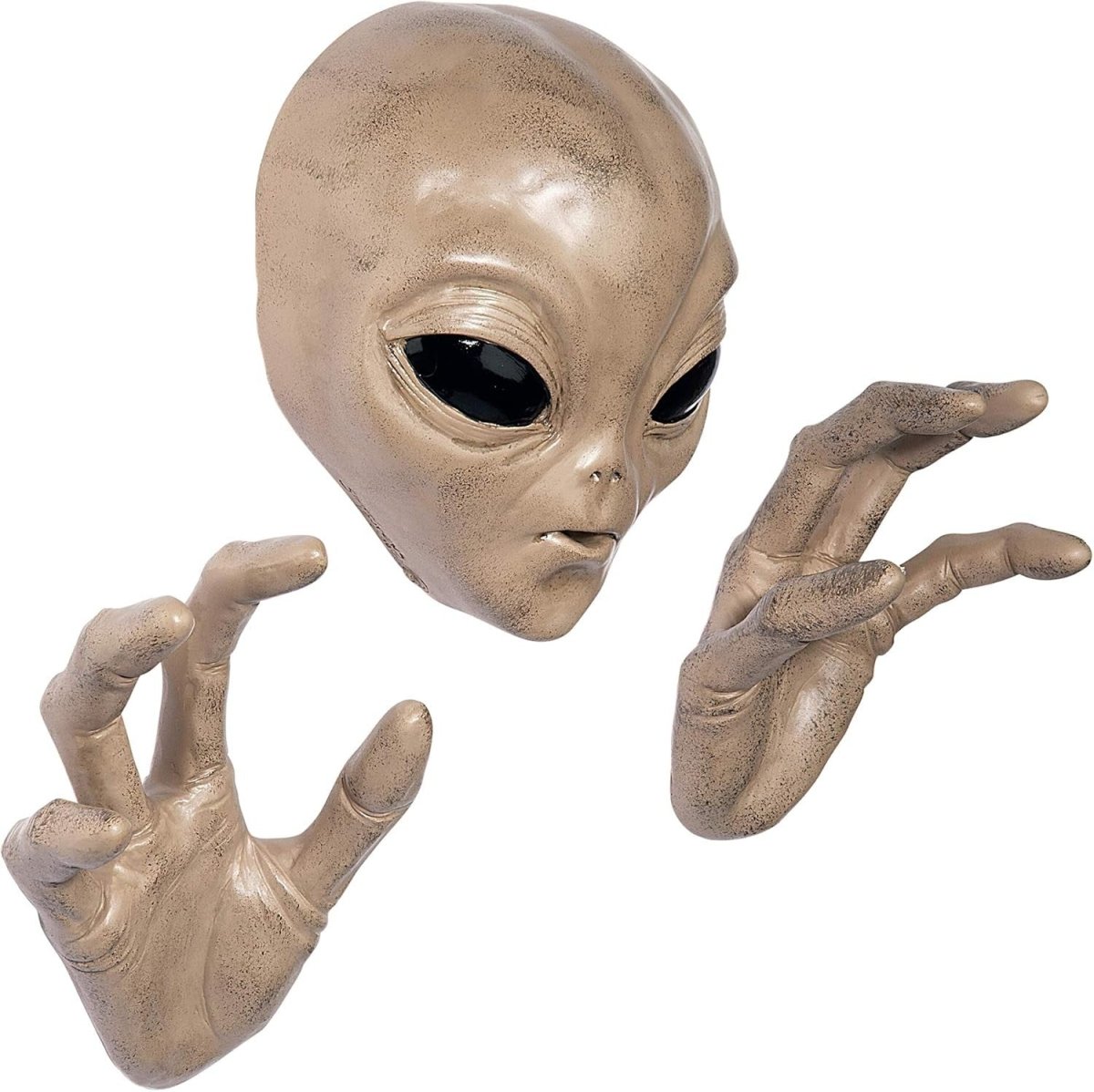 Alien Wall Sculpture Plaque 33cm 3D Head & Hands Decor - Kwikley