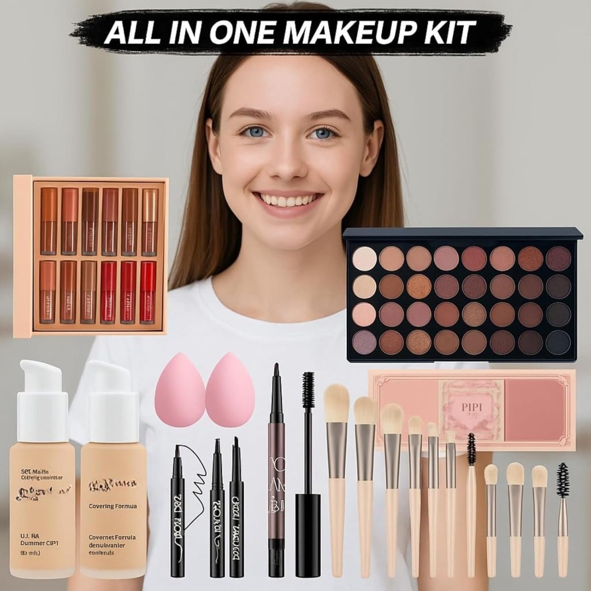 All In One Makeup Kit 40 Colour Palette 12 Lipsticks Set - Kwikley