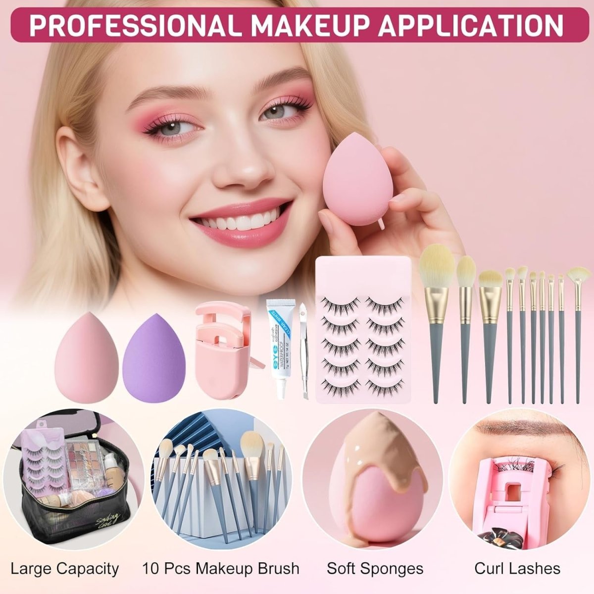 All In One Makeup Starter Kit Travel Set with Bag - Kwikley