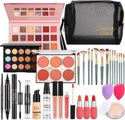 All In One Makeup Starter Kit with Bag Travel Palette Set - Kwikley