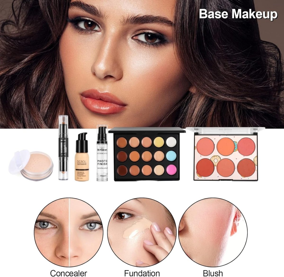 All In One Makeup Starter Kit with Bag Travel Palette Set - Kwikley