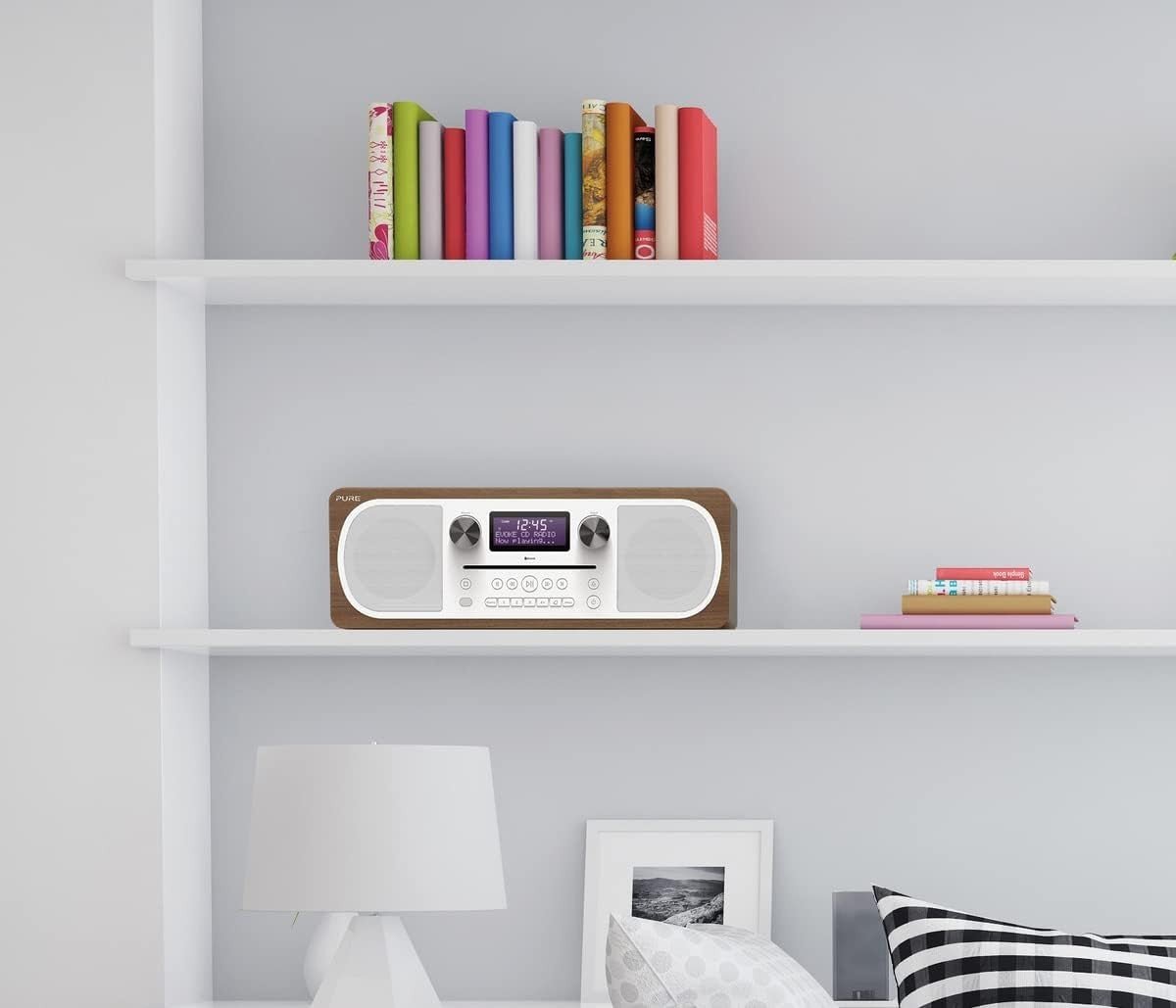 All - in - One Music System DAB+ FM CD Player Bluetooth Dual Alarm Walnut - Kwikley