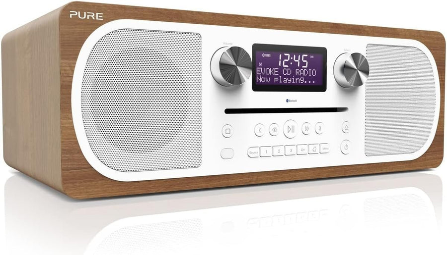 All - in - One Music System DAB+ FM CD Player Bluetooth Dual Alarm Walnut - Kwikley