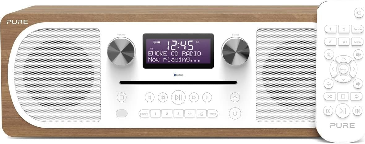 All - in - One Music System DAB+ FM CD Player Bluetooth Dual Alarm Walnut - Kwikley