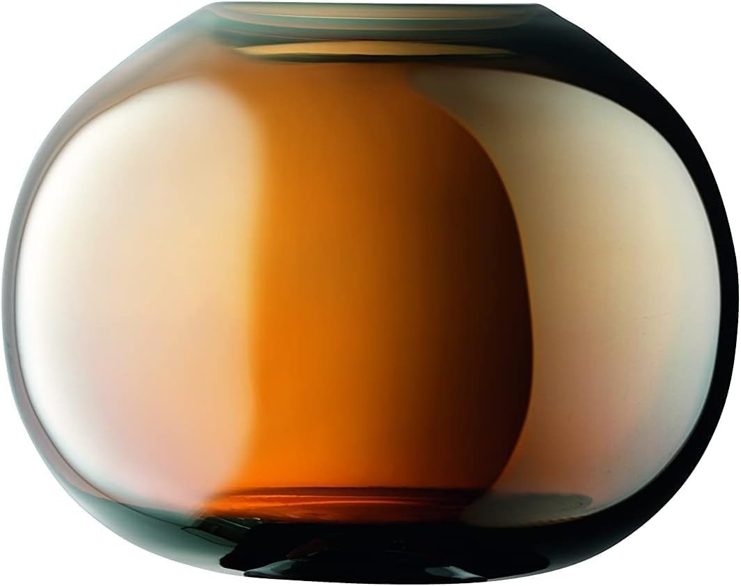Amber Glass Vase Round Decorative Flower Bowl Modern Table Home Decor - Kwikley