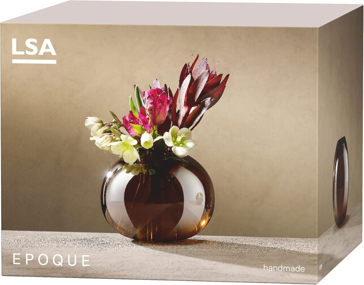 Amber Glass Vase Round Decorative Flower Bowl Modern Table Home Decor - Kwikley