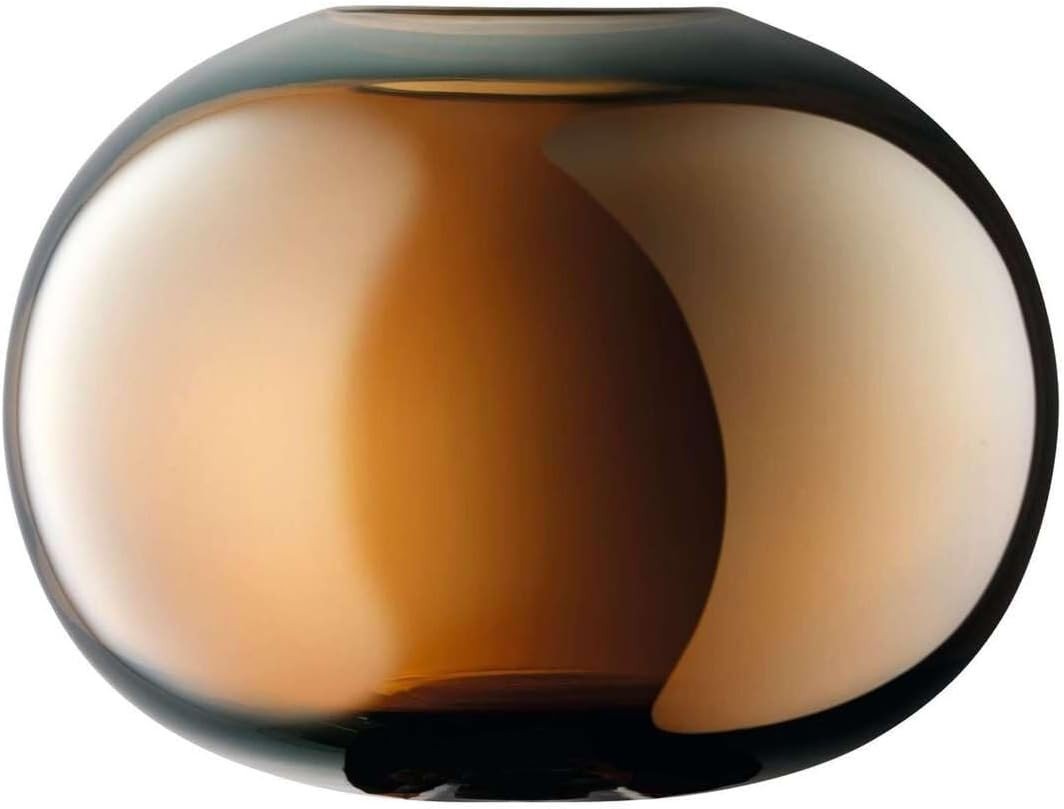 Amber Glass Vase Round Handmade Decorative Flower Bowl Modern Home Decor - Kwikley