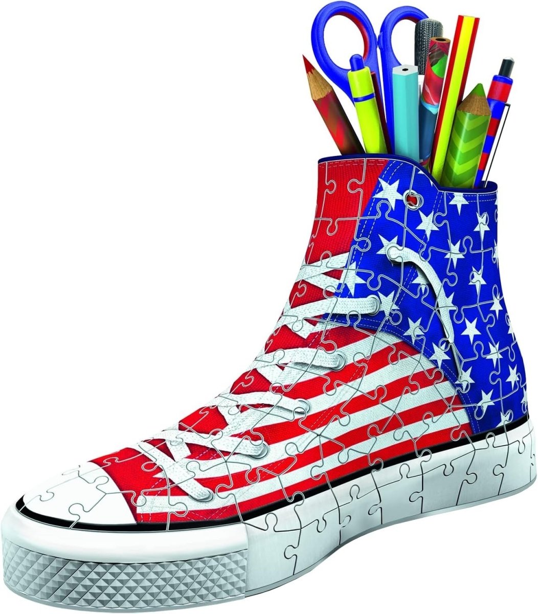 American Flag Sneaker 3D Puzzle 108 Piece Kids Adult Desk Organizer Model - Kwikley