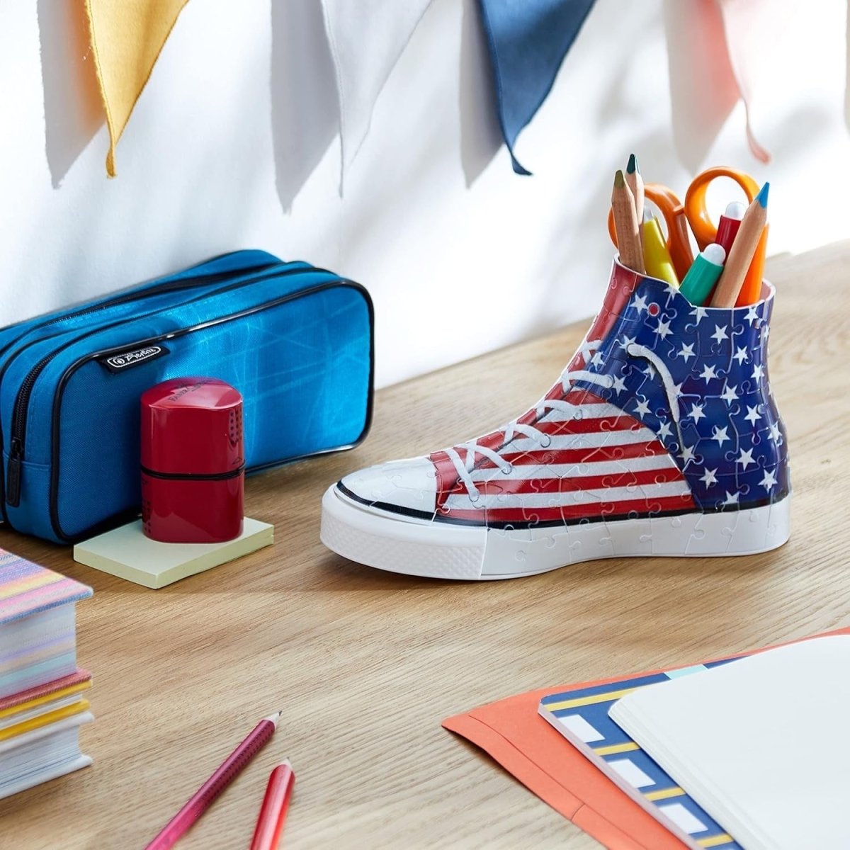 American Flag Sneaker 3D Puzzle 108 Piece Kids Adult Desk Organizer Model - Kwikley