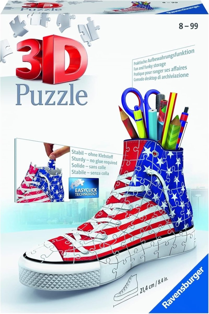 American Flag Sneaker 3D Puzzle 108 Piece Kids Adult Desk Organizer Model - Kwikley