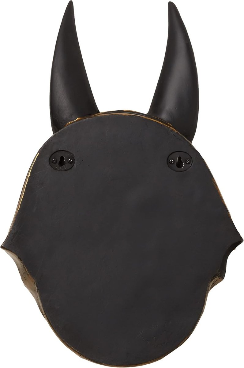 Anubis Egyptian Wall Sculpture 38cm Black Gold Resin Bust - Kwikley