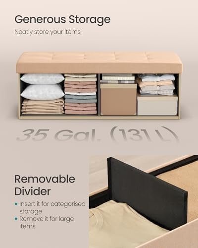 Apricot Orange Storage Ottoman Bench 110cm Folding Seat Footstool End - of - Bed - Kwikley