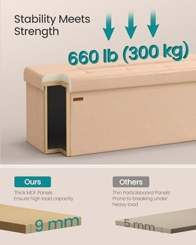 Apricot Orange Storage Ottoman Bench 110cm Folding Seat Footstool End - of - Bed - Kwikley
