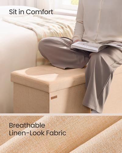 Apricot Orange Storage Ottoman Bench 110cm Folding Seat Footstool End - of - Bed - Kwikley