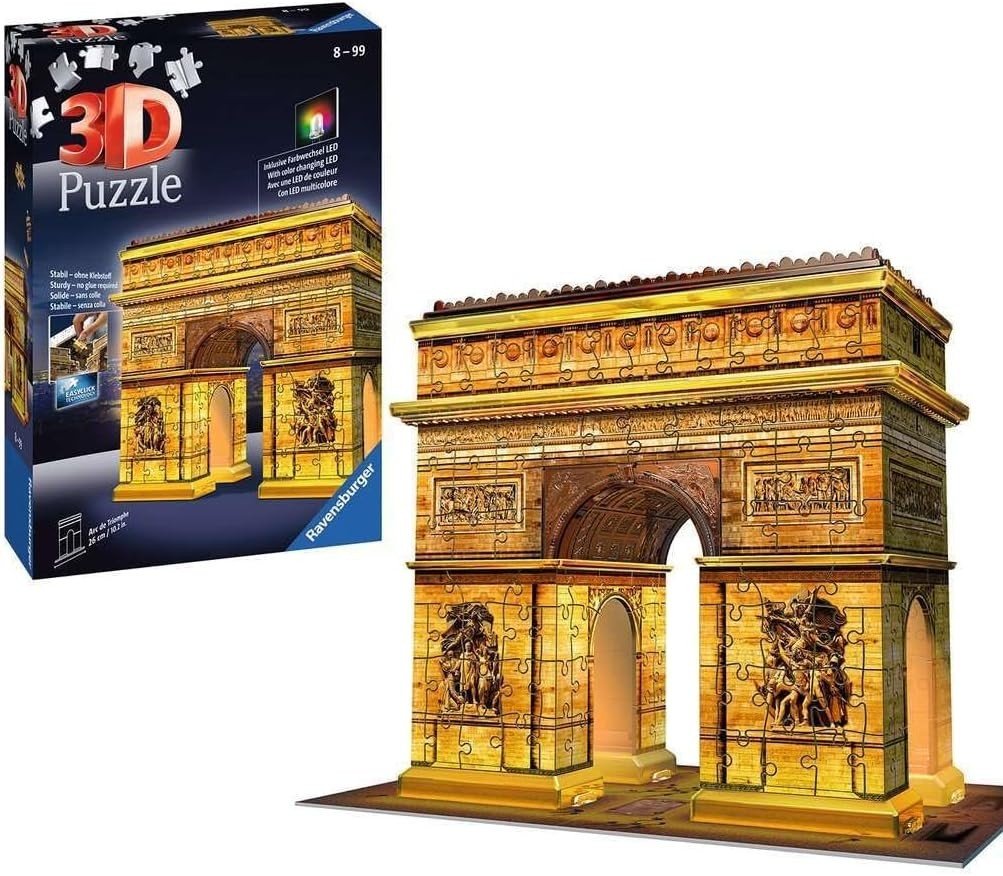 Arc Monument 3D Puzzle Night Edition LED Light Model 216 Pieces - Kwikley