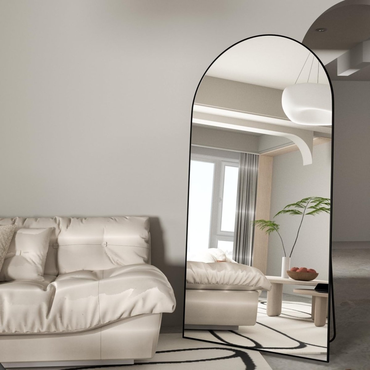 Arch Full Length Mirror 180x80cm Black Frame Large Wall Leaning Dressing - Kwikley