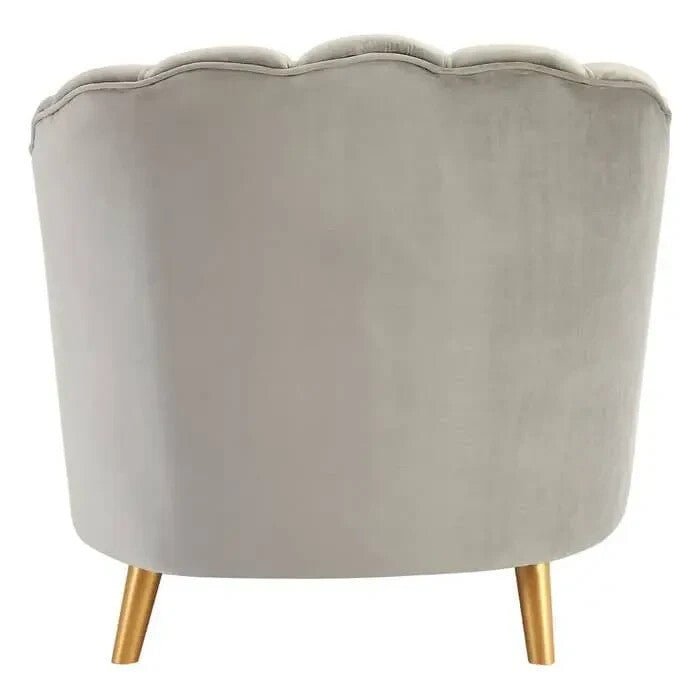 Art Deco Grey Velvet Accent Chair Gold Legs Lounge Sofa Armchair - Kwikley