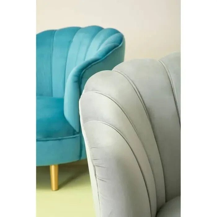 Art Deco Grey Velvet Accent Chair Gold Legs Lounge Sofa Armchair - Kwikley