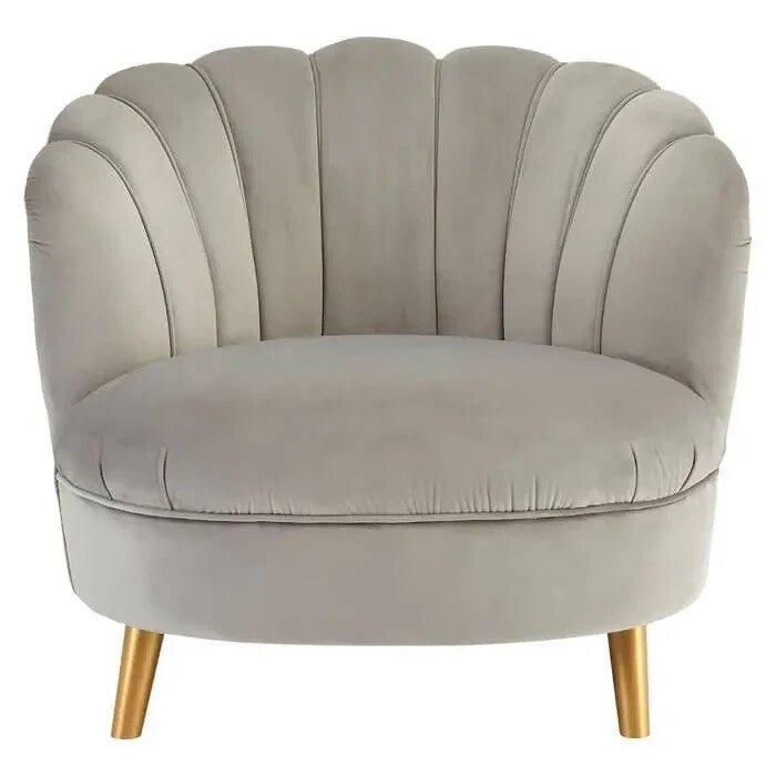 Art Deco Grey Velvet Accent Chair Gold Legs Lounge Sofa Armchair - Kwikley
