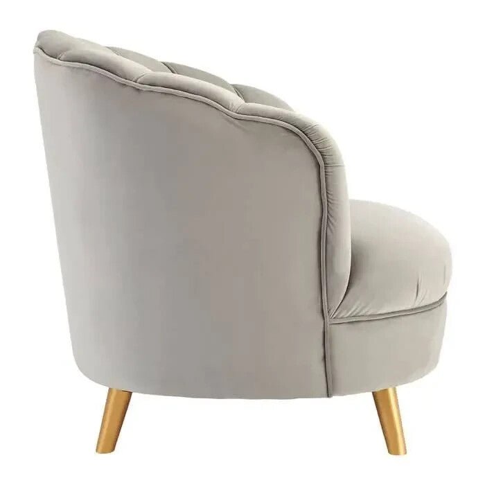 Art Deco Grey Velvet Accent Chair Gold Legs Lounge Sofa Armchair - Kwikley