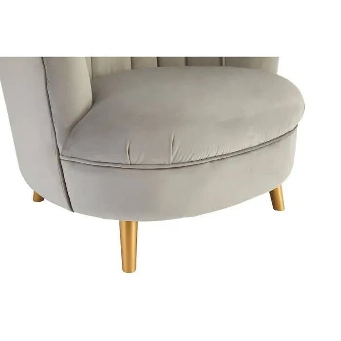 Art Deco Grey Velvet Accent Chair Gold Legs Lounge Sofa Armchair - Kwikley