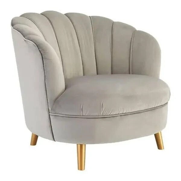 Art Deco Grey Velvet Accent Chair Gold Legs Lounge Sofa Armchair - Kwikley