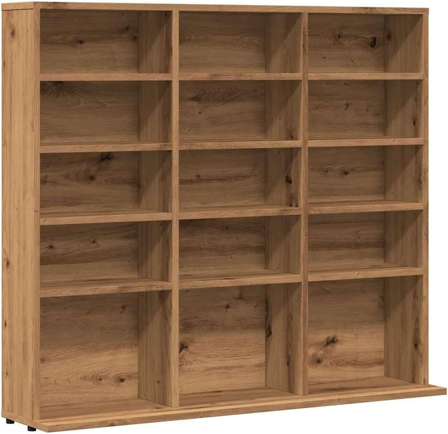 Artisan Oak CD DVD Storage Cabinet Media Shelf Organizer 100cm Unit - Kwikley