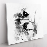Astronaut Abstract Canvas Wall Art Black White Framed 50x50cm - Kwikley