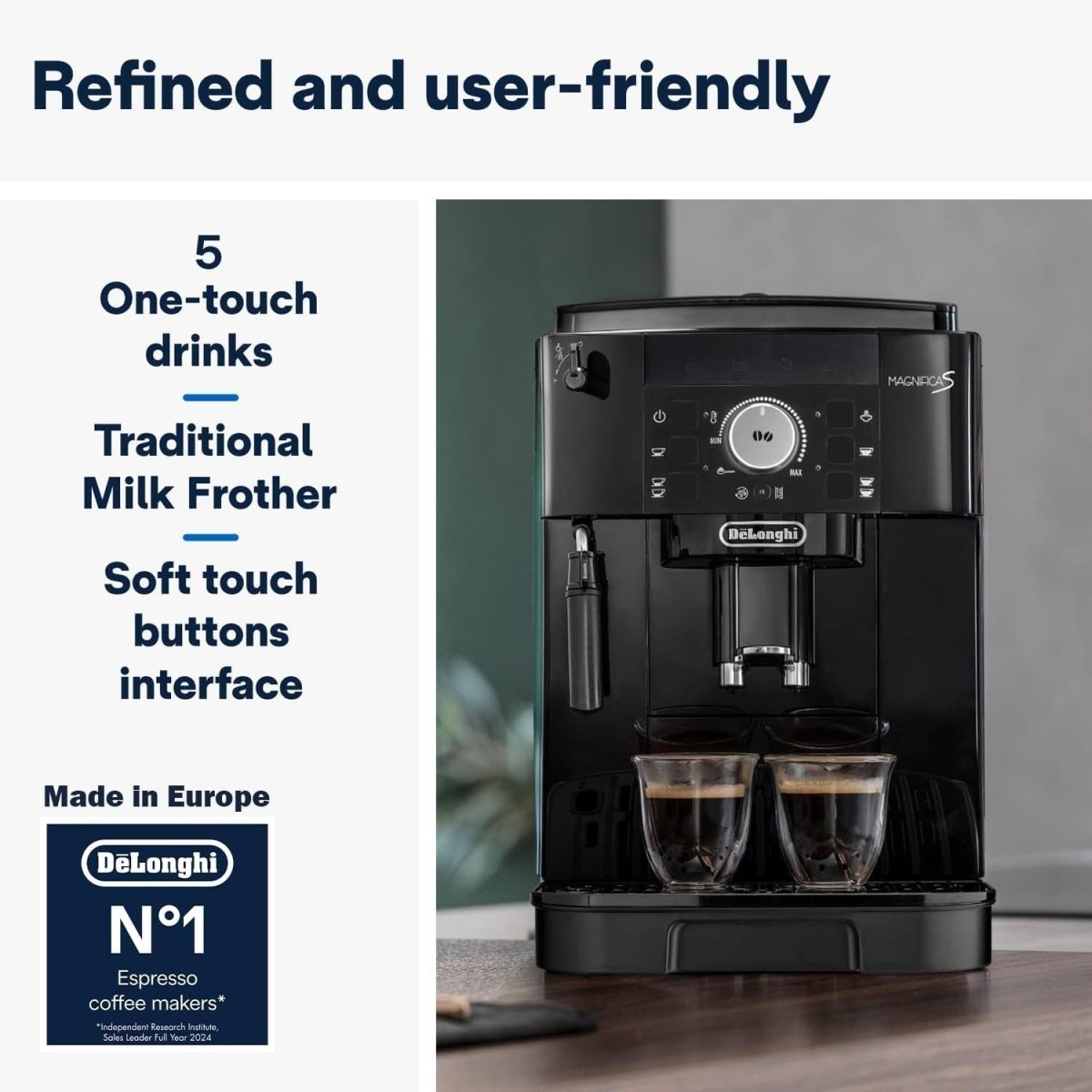 Automatic Bean - to - Cup Coffee Machine Milk Frother Dual Espresso 1450W Black - Kwikley