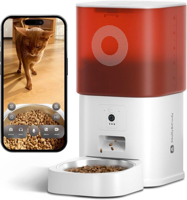 Automatic Pet Feeder WiFi Camera 6L Food Dispenser 2-Way Audio White