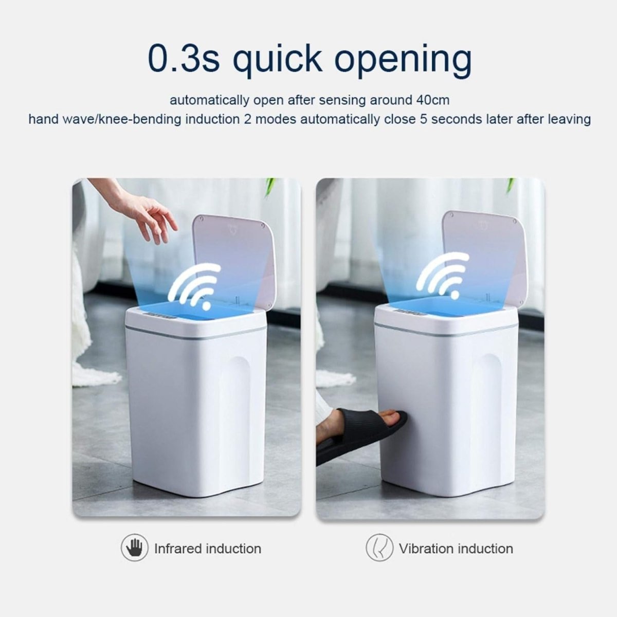 Automatic Touchless Rubbish Bin Infrared Motion Sensor Bathroom - Kwikley