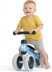 Baby Balance Bike 4 Wheel Toddler Ride On Walker LED Lights Age 9-24M - Kwikley